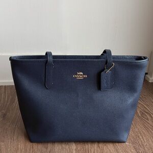 Coach Navy Blue Leather Tote